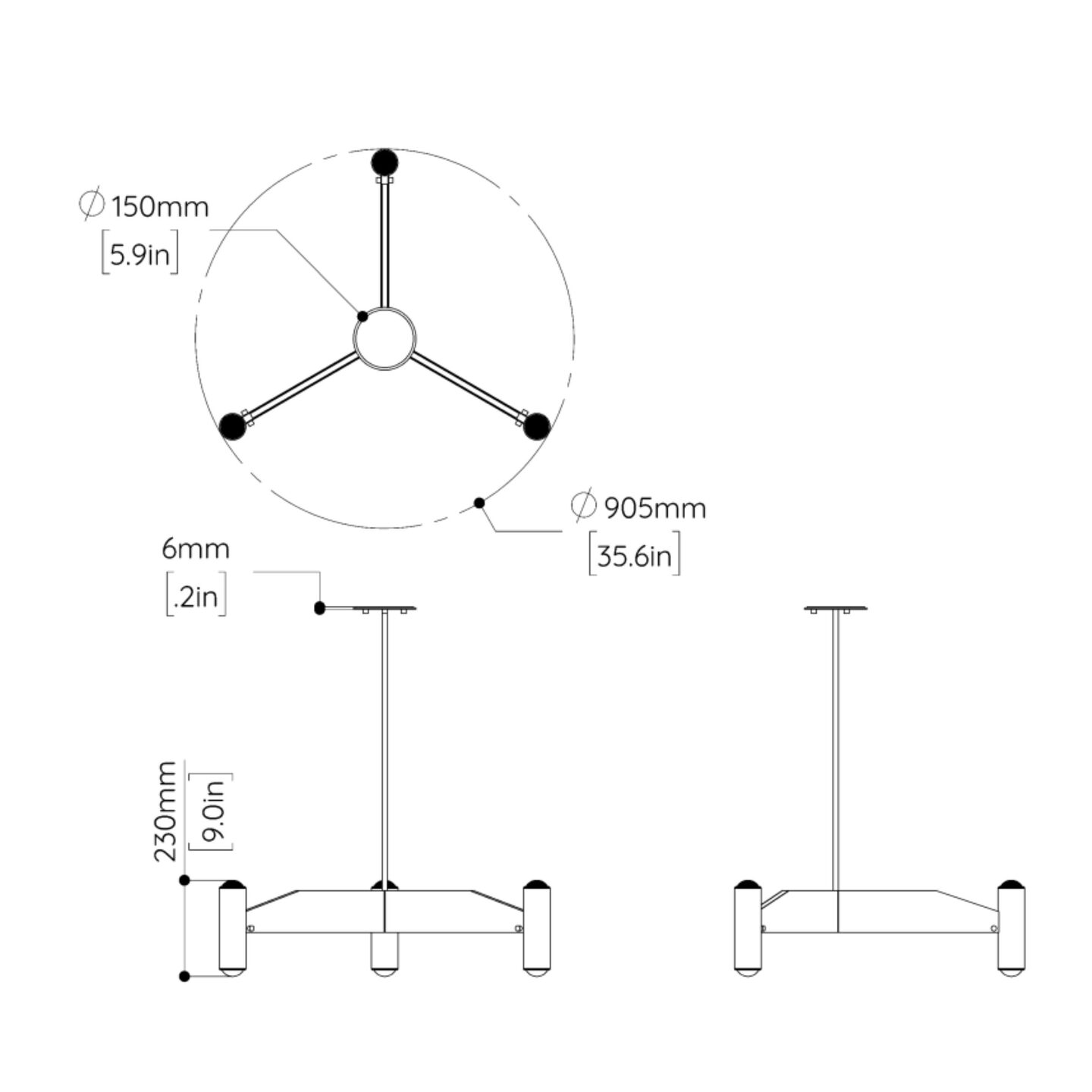 Surveillance Trine Flush Ceiling Canopy Dark Bronze